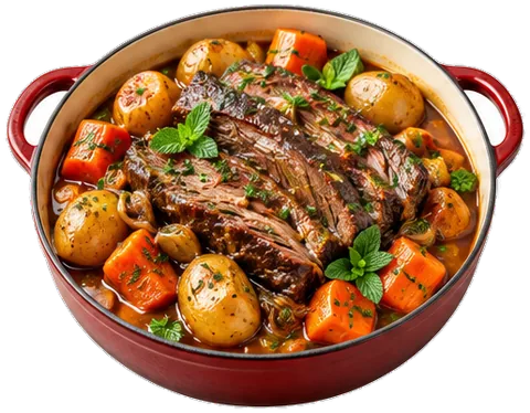 Beef Brisket Pot Roast with its ingredients
