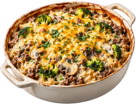 Beef Broccoli Casserole with its ingredients