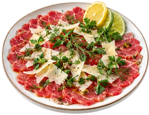 Beef Carpaccio with its ingredients