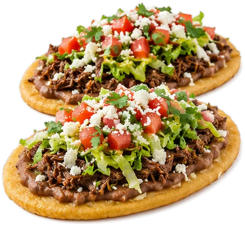 Beef Huaraches with its ingredients