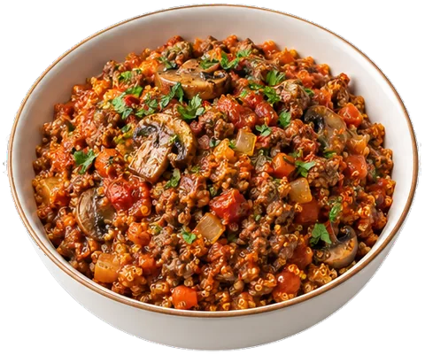 Beef Mushroom Bolognese with its ingredients