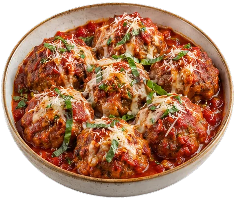 Beef Parmesan Meatballs with its ingredients