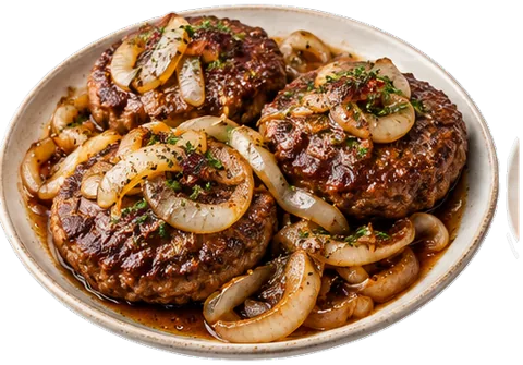 Beef Patties with Onions with its ingredients