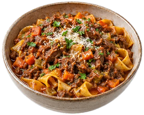 Beef Ragu with its ingredients