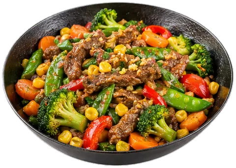 Beef Stir Fry with frozen vegetables with its ingredients