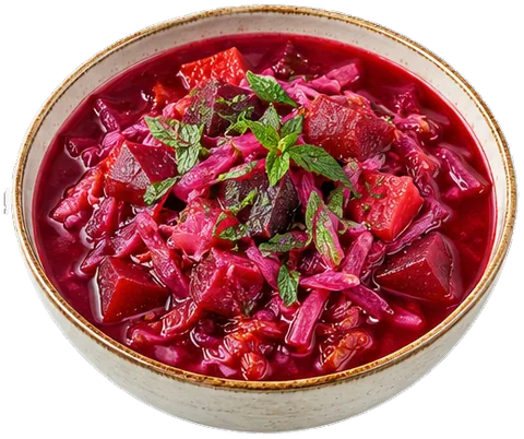 Beet Cabbage Soup with its ingredients