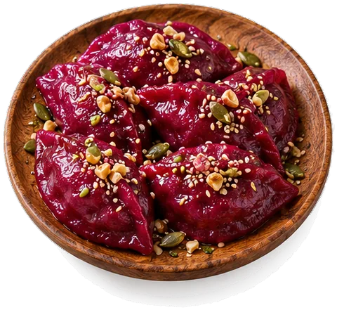 Beet Songpyeon with its ingredients