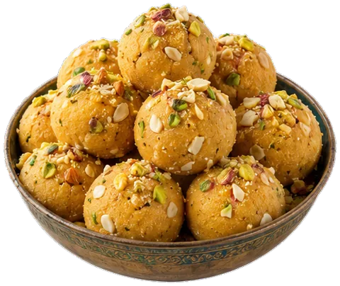 Besan Ladoo with its ingredients