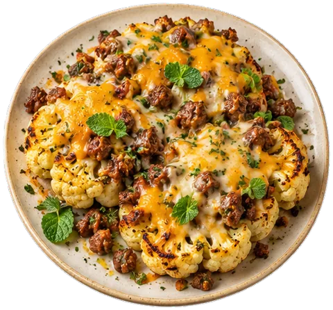 Bison Cheddar Cauliflower Steaks with its ingredients