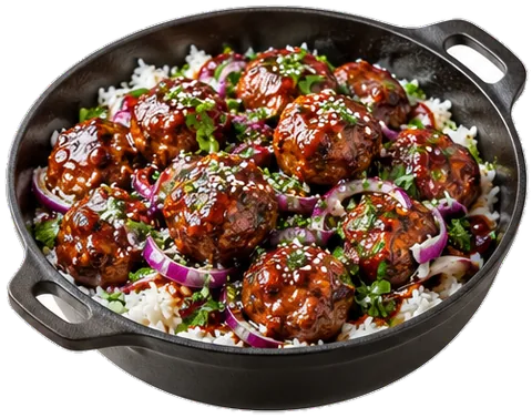 Bison Meatballs in Hoisin Sauce with its ingredients