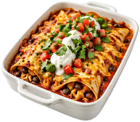 Black Bean Chicken Enchiladas with its ingredients