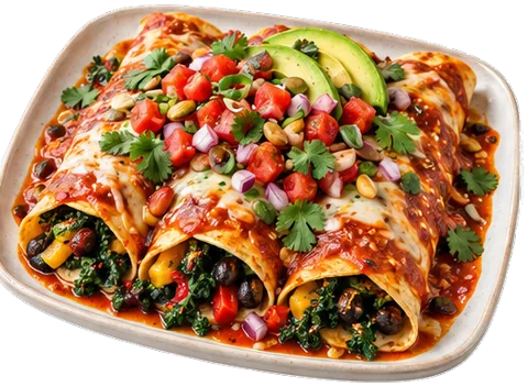 Black Bean Kale Enchiladas with its ingredients