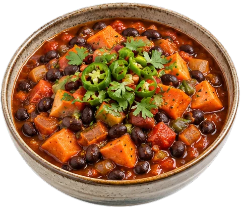 Black Bean Sweet Potato Chili with its ingredients