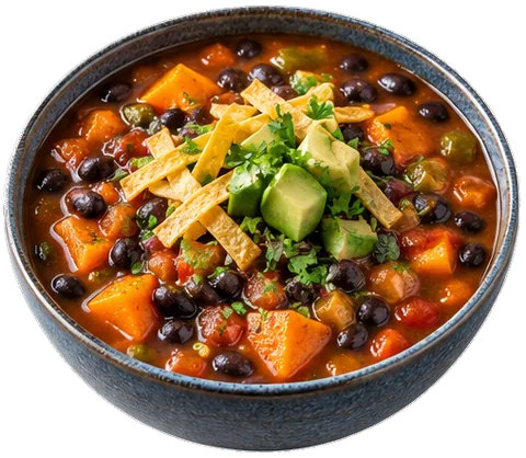 Black Bean Tortilla Soup with its ingredients