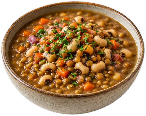 Black Eyed Pea Lentil Soup with its ingredients
