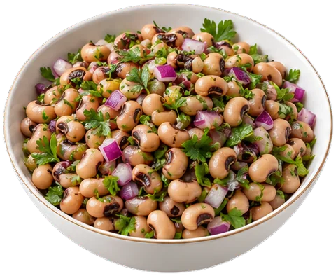 Black Eyed Pea Salad with canned beans with its ingredients