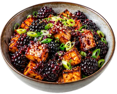 Blackberry Gochujang Tofu with its ingredients