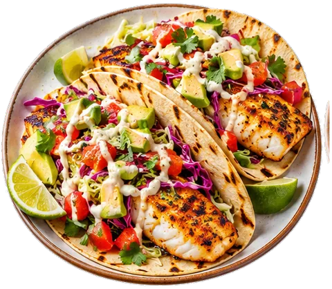 Blackened Fish Tacos with its ingredients
