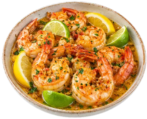 Boiled Shrimp with Spicy Butter with its ingredients
