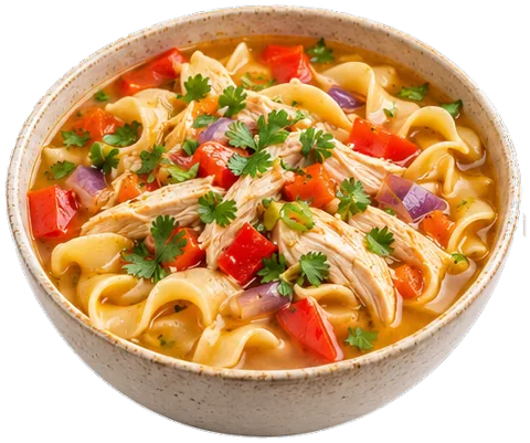 Bolivian Chicken Noodle Soup with its ingredients