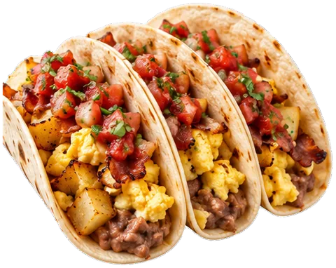 Breakfast Tacos with Salsa with its ingredients