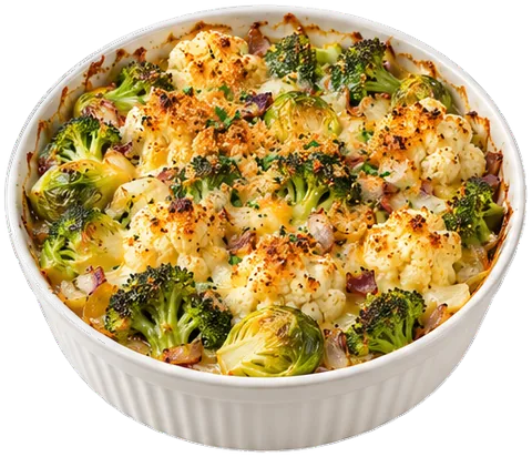 Broccoli Cauliflower Sprout Casserole with its ingredients
