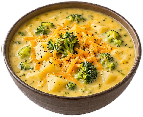 Broccoli Cheddar Potato Soup with its ingredients