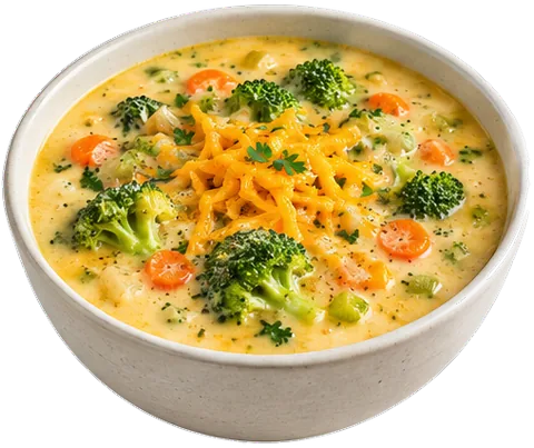 Broccoli Cheddar Soup with its ingredients