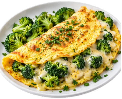 Broccoli Cheese Omelet with its ingredients