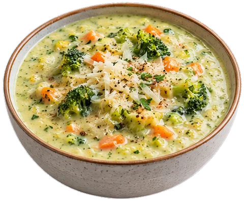 Broccoli Gruyere Soup with its ingredients