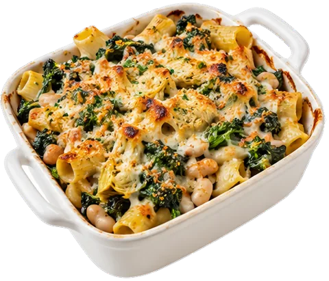 Broccoli Rabe Pasta Bake with its ingredients