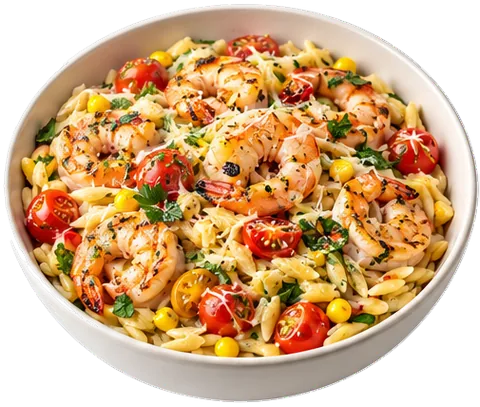 Brown Butter Shrimp Orzo with its ingredients
