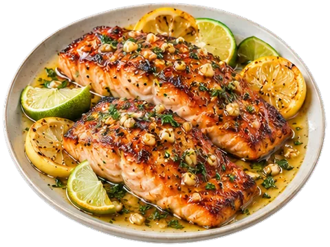 Browned Butter Honey Garlic Salmon with its ingredients