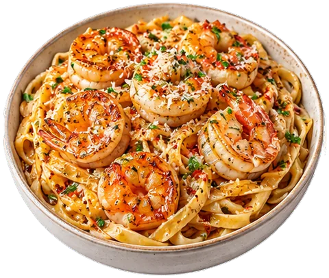 Browned Butter Shrimp Pasta with its ingredients