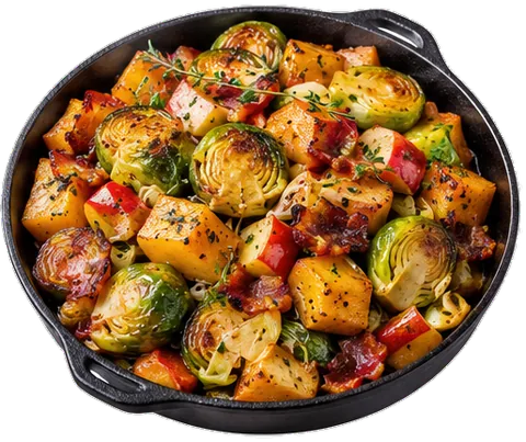 Brussels Sprouts Apple Hash with its ingredients