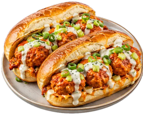 Buffalo Chicken Meatball Sandwiches with its ingredients