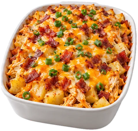 Buffalo Chicken Potato Casserole with its ingredients
