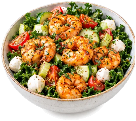 Buffalo Shrimp Kale Salad with its ingredients