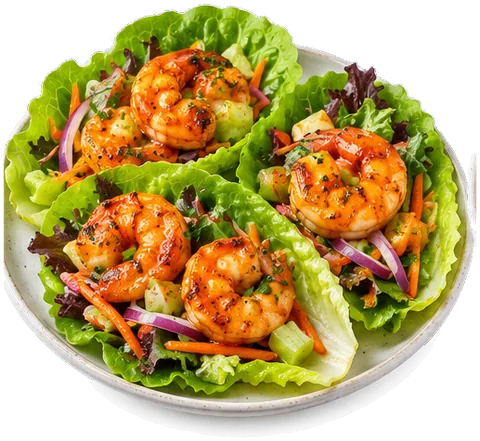 Buffalo Shrimp Lettuce Wraps with its ingredients