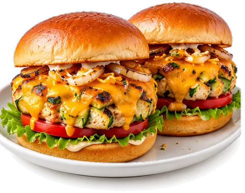 Buffalo Zucchini Chicken Burgers with its ingredients