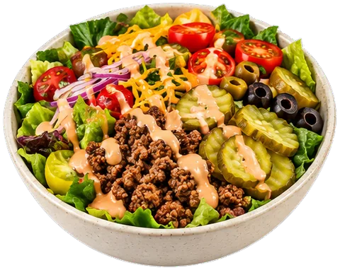 Burger Bowls with its ingredients