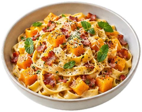 Butternut Squash Pasta Carbonara with its ingredients