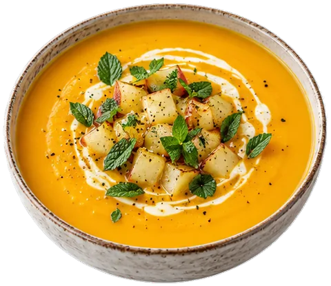 Butternut Squash Soup with its ingredients