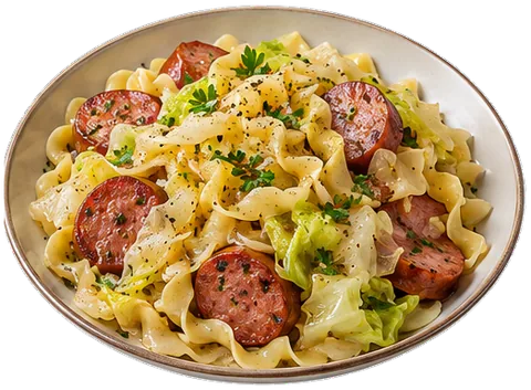 Cabbage and Noodles with its ingredients