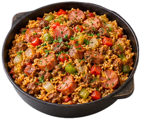 Cajun Dirty Rice with its ingredients