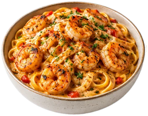 Cajun Shrimp Pasta with heavy cream with its ingredients