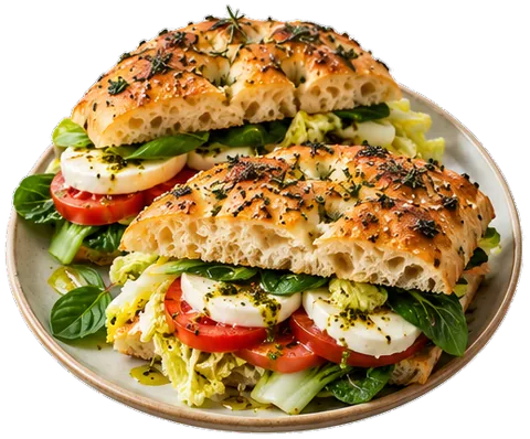 Caprese Focaccia Sandwiches with its ingredients