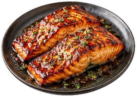 Caramelized Salmon with its ingredients