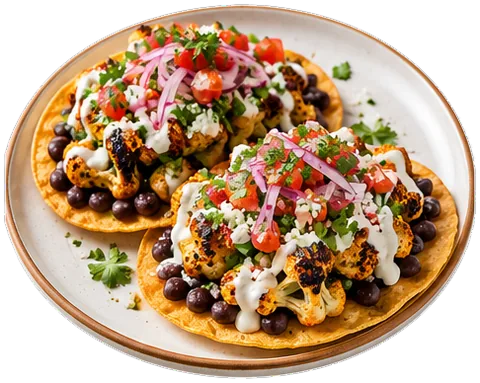 Cauliflower Black Bean Tostadas with its ingredients