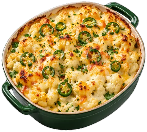 Cauliflower Jalapeño Casserole with its ingredients